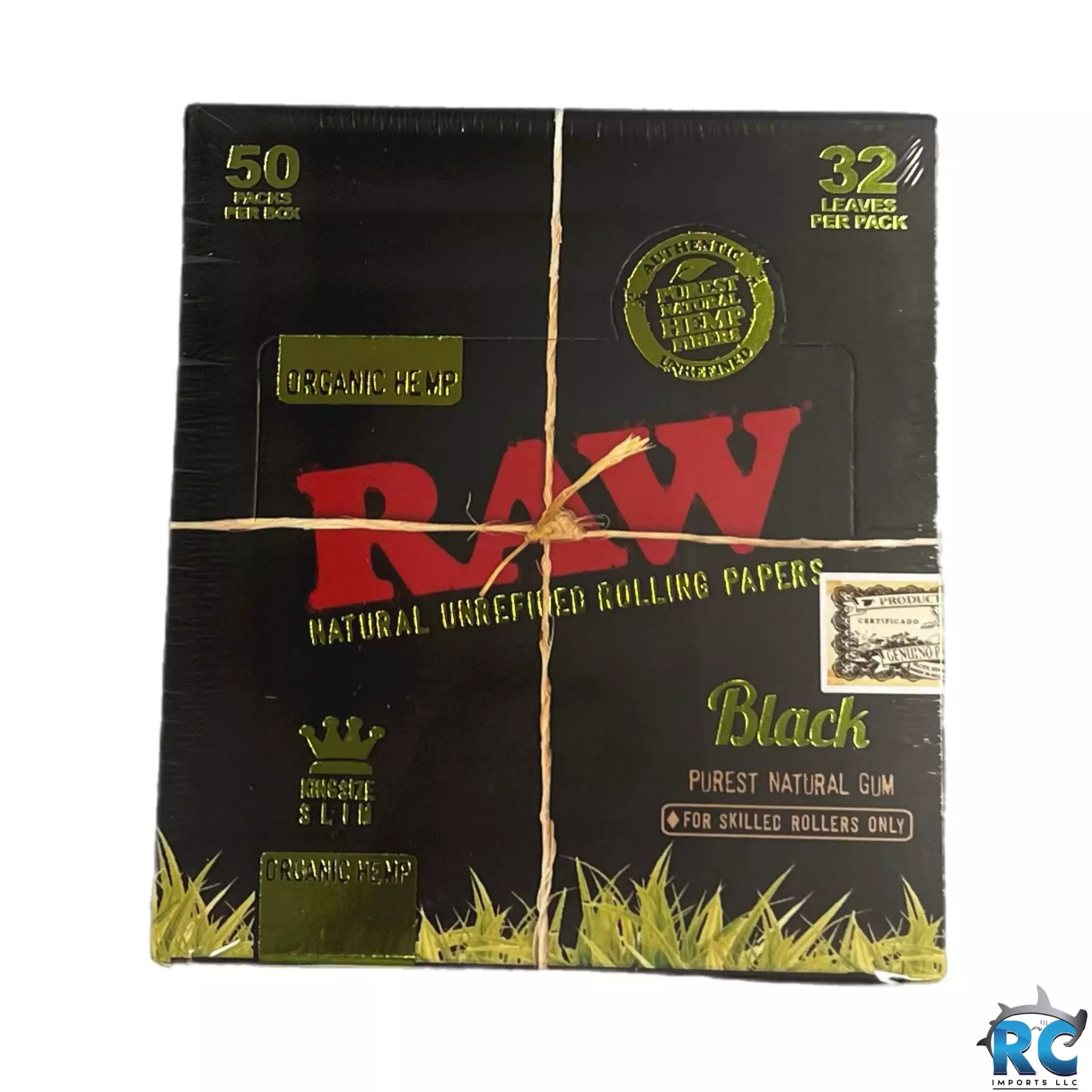 TB RAW BLACK ORGANIC HEMP PAPERS SLIM KS 50/32 – RC Imports